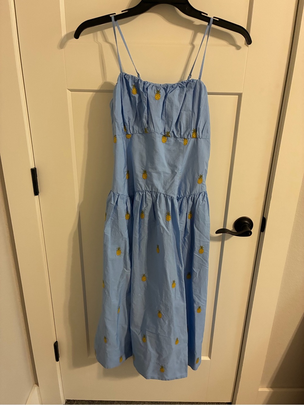 Light Blue Pineapple Print Midi Sundress